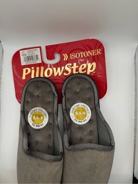 Isotoner Women's Slip-On Slippers in Gray and Black